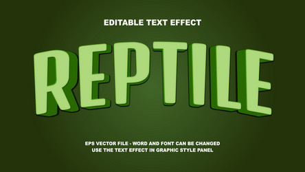 editable text effect reptile 3d template vector image