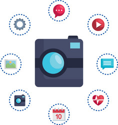 photographic camera with application menu vector image