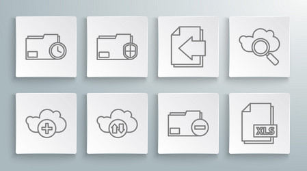 set line add cloud document folder protection vector image