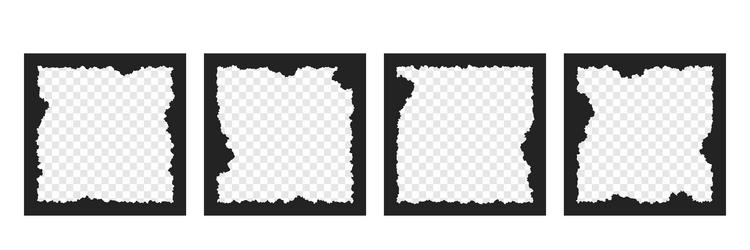 set of black square shape frames with jagged edges vector image