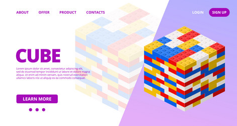 web template with a cube vector image