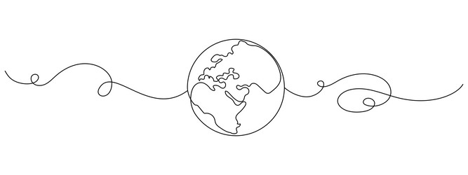 continuous one line drawing of earth globe vector image