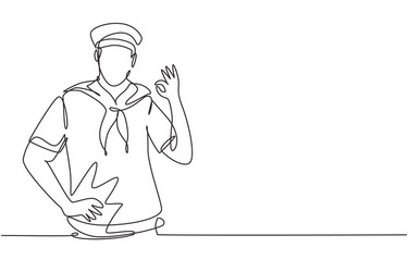Single continuous line drawing of young handsome Vector Image