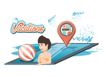 man in the pool scene icon vector image
