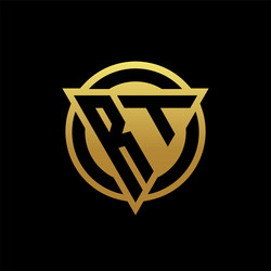 rt logo monogram with triangle shape and circle vector image