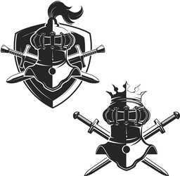 set of the emblems templates with swords vector image