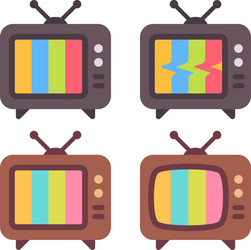 Set old tv with error screens retro sets vector