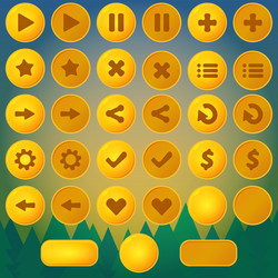 game menu yellow ui buttons vector image