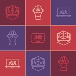 set line 3d modeling augmented reality ar vector image