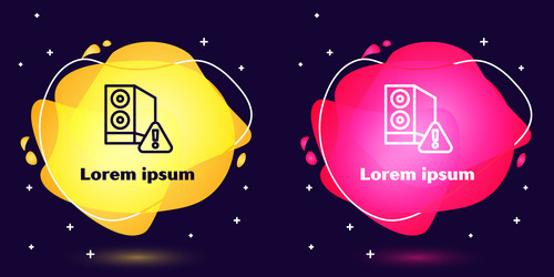 set line case of computer with exclamation mark vector image