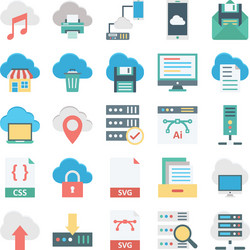 cloud computing and data storage color ico vector image