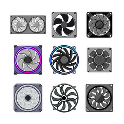 cooling fan pc set cartoon vector