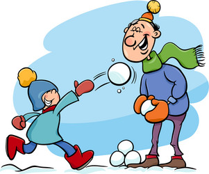 dad and son on winter cartoon Vector Image