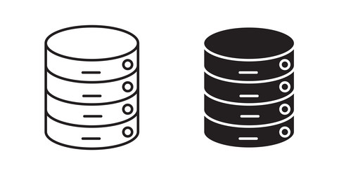 database icon set in thin line for web vector image