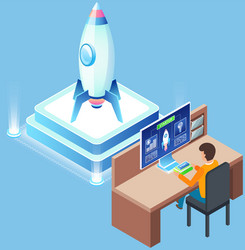 man working on development and investment vector image