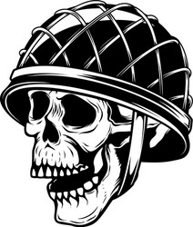 Military Skull in Helmet Vector Image