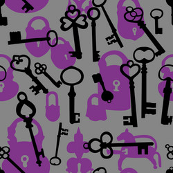 seamless pattern with padlocks and keys vector image