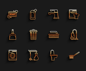 set line washer trash can bar of soap with foam vector image