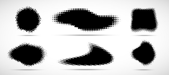 set of half tone circle dots pattern frames vector image