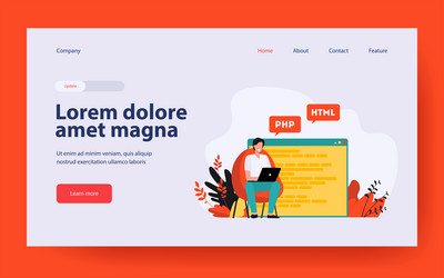 developer writing code for website vector image