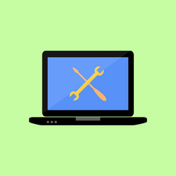 Flat style laptop with tools vector