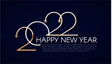 Happy new 2022 year elegant gold text with light vector