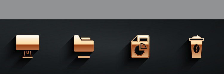 set computer monitor document folder with graph vector image