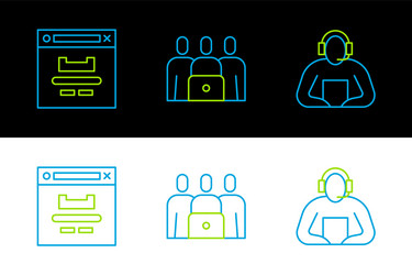 set line student browser window and online class vector image