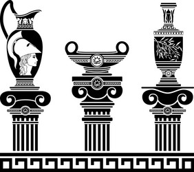 Ancient Greek Vases & Ionic Columns vector image