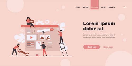 digital marketing team constructing landing vector image