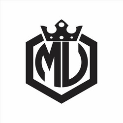Mu logo monogram with emblem shield shape design Vector Image