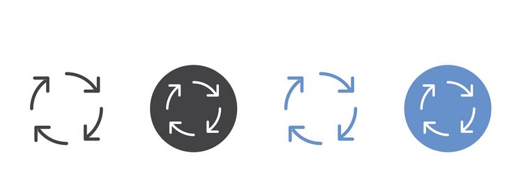refresh icon flat set in black and white color vector image