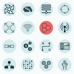 set of 16 artificial intelligence icons includes vector image