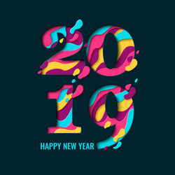 2019 happy new year paper cut banner vector