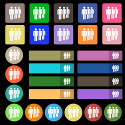 colorful icons and signs in the form of a button vector image