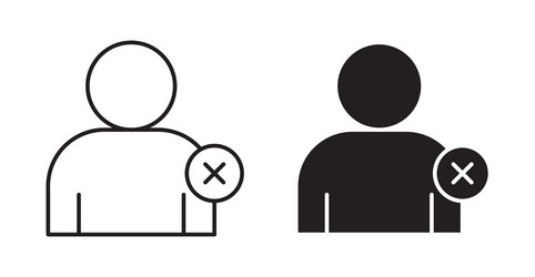 delete user icon set in thin line for web vector image
