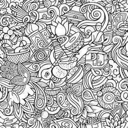 Indian Cultural Doodle Pattern Vector Image