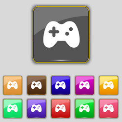 Joystick icon sign set with eleven colored buttons vector