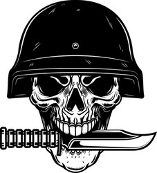 Military Skull with Knife Vector Image