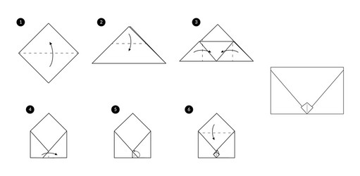 Origami Envelope Tutorial - Step by Step vector image