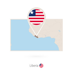 rectangular map liberia with pin icon vector image
