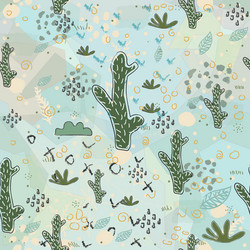 seamless pattern with cute cacti scandinavian vector image