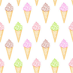 seamless pattern with ice cream vector image