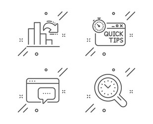 Seo message decreasing graph and quick tips icons vector