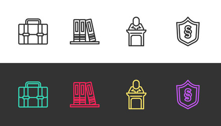 set line briefcase office folders judge vector image