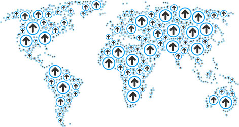 world atlas pattern of rounded arrow items vector image