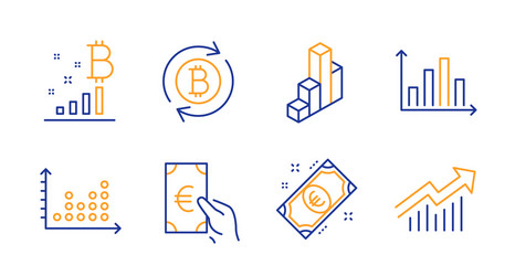 bitcoin graph refresh and dot plot icons vector image