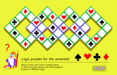 logic puzzle game for smartest need to draw card vector