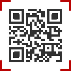 Qr code in red scanning frame isolated on white vector