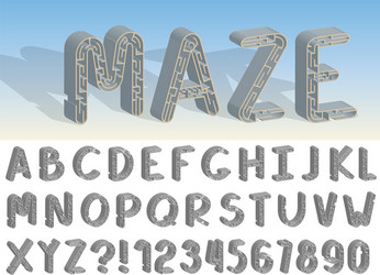 set line labyrinth font and alphabet universal vector image